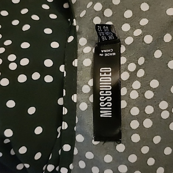 Misguided Wrap Short Sleeve Green Polka-dot Maxi Dress Size 12 - Picture 4 of 5